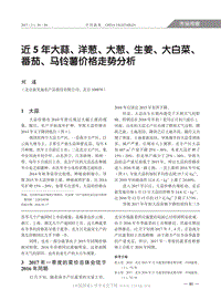 近5 年大蒜、洋蔥、大蔥、生姜、大白菜、番茄、馬鈴薯價(jià)格走勢分析