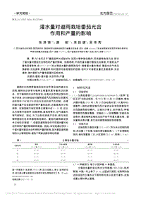 灌水量對避雨栽培番茄光合作用和產(chǎn)量的影響