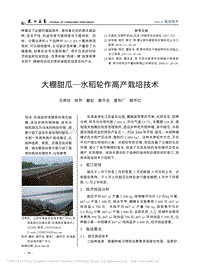 大棚甜瓜-水稻輪作高產(chǎn)栽培技術(shù)