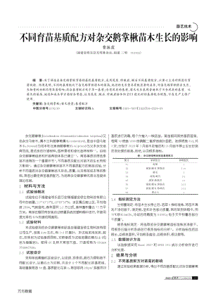 不同育苗基質(zhì)配方對(duì)雜交鵝掌楸苗木生長(zhǎng)的影響.pdf