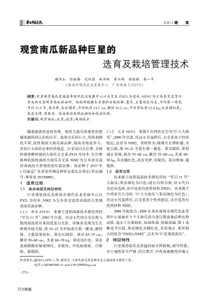 觀賞南瓜新品種巨星的 選育及栽培管理技術(shù).pdf