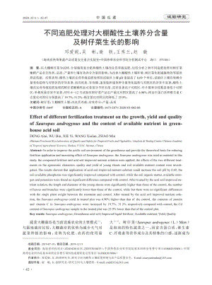 不同追肥處理對大棚酸性土壤養(yǎng)分含量及樹仔菜生長的影響.pdf