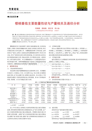 櫻桃番茄主要數(shù)量性狀與產(chǎn)量相關(guān)及通徑分析.pdf