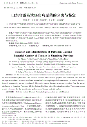 山東省番茄潰瘍病病原菌的分離與鑒定.pdf