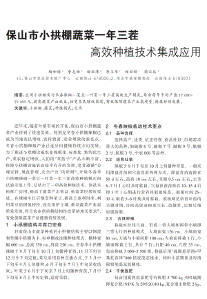 保山市小拱棚蔬菜一年三茬高效種植技術(shù)集成應用.pdf