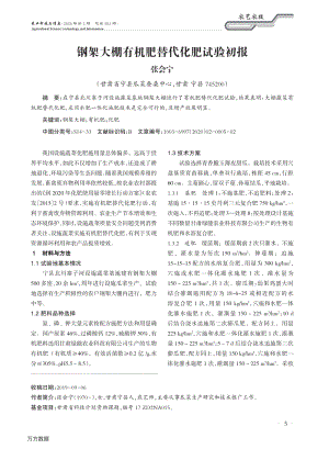 鋼架大棚有機(jī)肥替代化肥試驗(yàn)初報(bào).pdf