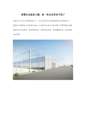 智慧農(nóng)業(yè)溫室大棚新一輪農(nóng)業(yè)革命開(kāi)始了.docx