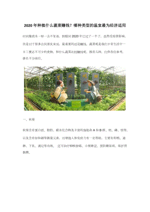 2020年種植什么蔬菜賺錢？哪種類型的溫室最為經(jīng)濟(jì)適用.docx