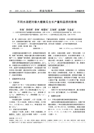 不同水溶肥對春大棚黃瓜生長產量和品質的影響.pdf