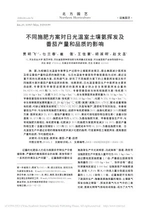不同施肥方案對(duì)日光溫室土壤氨揮發(fā)及番茄產(chǎn)量和品質(zhì)的影響.pdf