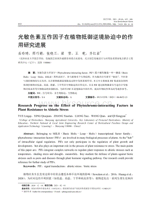 光敏色素互作因子在植物抵御逆境脅迫中的作用研究進(jìn)展.pdf