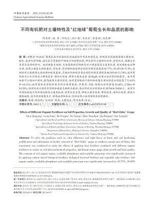 不同有機(jī)肥對(duì)土壤特性及紅地球葡萄生長(zhǎng)和品質(zhì)的影響.pdf
