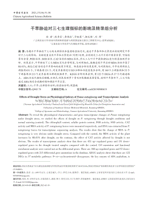 干旱脅迫對(duì)三七生理指標(biāo)的影響及轉(zhuǎn)錄組分析.pdf