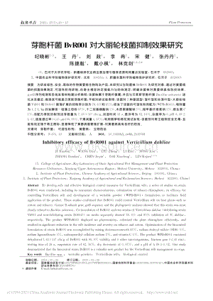 芽胞桿菌BvR001對大麗輪枝菌抑制效果研究.pdf