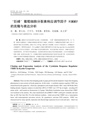 巨峰 葡萄細(xì)胞分裂素響應(yīng)調(diào)節(jié)因子VlRR5的克隆與表達(dá)分析.pdf