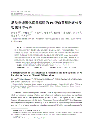 瓜類褪綠黃化病毒編碼的P6蛋白亞細(xì)胞定位及致病特征分析.pdf
