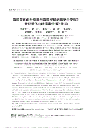 番茄黃化曲葉病毒與番茄褪綠病毒復(fù)合侵染對(duì)番茄黃化曲葉病毒傳播的影響.pdf