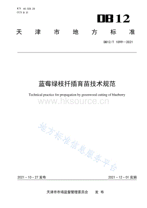 DB12 T 1099-2021 藍(lán)莓綠枝扦插育苗技術(shù)規(guī)范.pdf