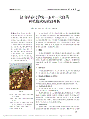 濟(jì)南早春馬鈴薯玉米大白菜種植模式及效益分析.pdf