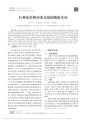 11種農(nóng)作物對重金屬的吸收差異.pdf