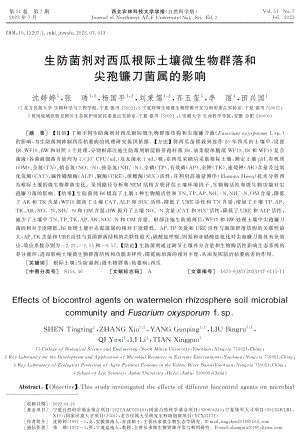 生防菌劑對(duì)西瓜根際土壤微生物群落和尖孢鐮刀菌屬的影響.pdf