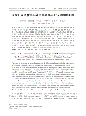 沃爾巴克氏體感染對(duì)黑腹果蠅頭部轉(zhuǎn)錄組的影響.pdf