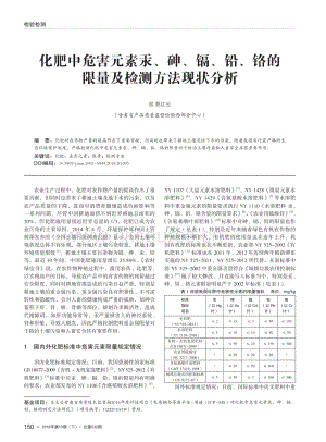 化肥中危害元素汞、砷、鎘、鉛、鉻的限量及檢測方法現(xiàn)狀分析.pdf