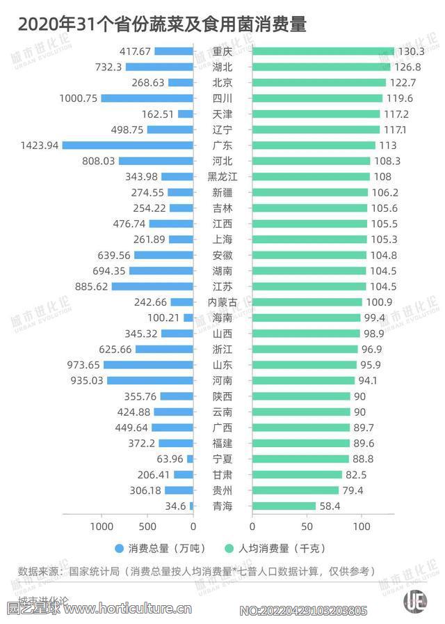 2020年31個省份蔬菜及食用菌消費量.jpg