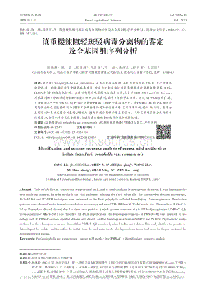 滇重樓辣椒輕斑駁病毒分離物的鑒定及全基因組序列分析_楊林毅.pdf