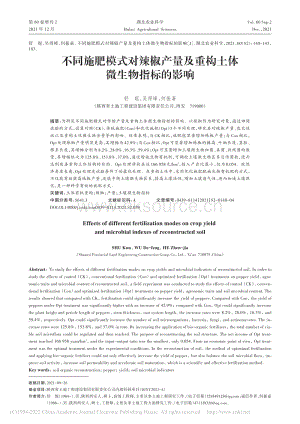 不同施肥模式對(duì)辣椒產(chǎn)量及重構(gòu)土體微生物指標(biāo)的影響.pdf