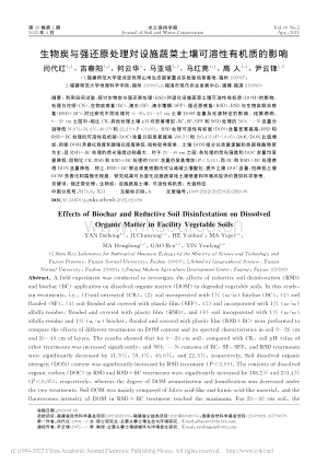 生物炭與強還原處理對設(shè)施蔬菜土壤可溶性有機質(zhì)的影響.pdf