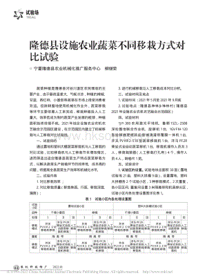 隆德縣設(shè)施農(nóng)業(yè)蔬菜不同移栽方式對比試驗(yàn).pdf
