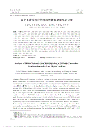 弱光下黃瓜組合的植株性狀和果實(shí)品質(zhì)分析.pdf