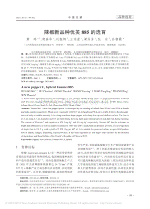 辣椒新品種優(yōu)美885的選育.pdf