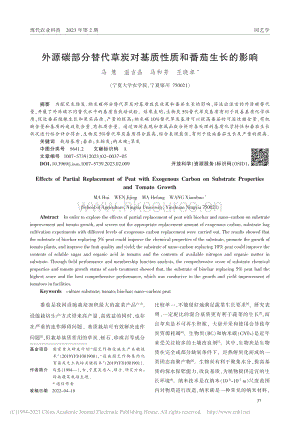 外源碳部分替代草炭對基質(zhì)性質(zhì)和番茄生長的影響.pdf