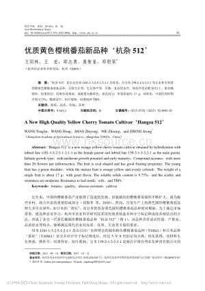 優(yōu)質(zhì)黃色櫻桃番茄新品種杭雜512_王同林.pdf