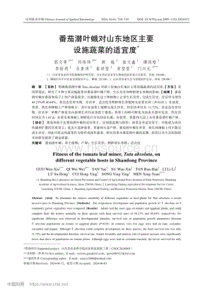 番茄潛葉蛾對(duì)山東地區(qū)主要設(shè)施蔬菜的適宜度.pdf