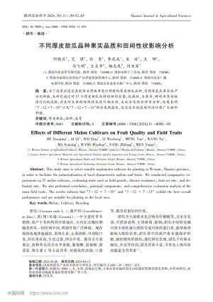 不同厚皮甜瓜品種果實(shí)品質(zhì)和田間性狀影響分析_何曉慶.pdf