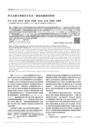 養(yǎng)分運(yùn)籌對(duì)烤煙農(nóng)藝性狀·番茄斑萎病的影響.pdf