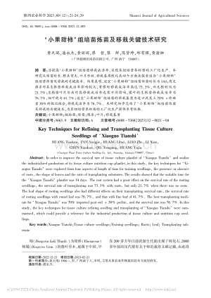 小果甜柿組培苗煉苗及移栽關(guān)鍵技術(shù)研究.pdf
