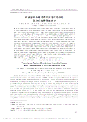 抗感菜豆品種對(duì)菜豆普通花葉病毒侵染后的轉(zhuǎn)錄組分析.pdf