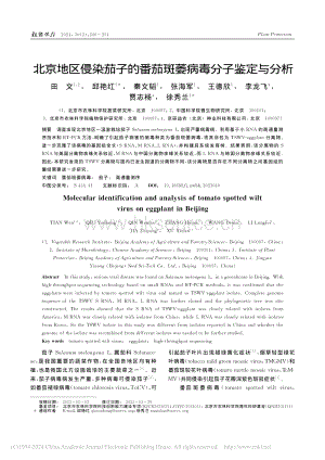 北京地區(qū)侵染茄子的番茄斑萎病毒分子鑒定與分析_田文.pdf