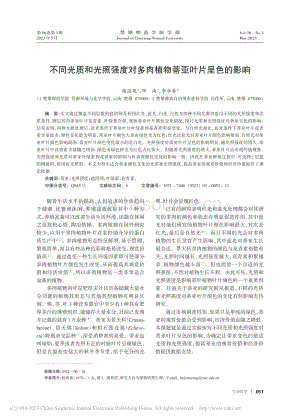 不同光質(zhì)和光照強度對多肉植物蒂亞葉片呈色的影響.pdf