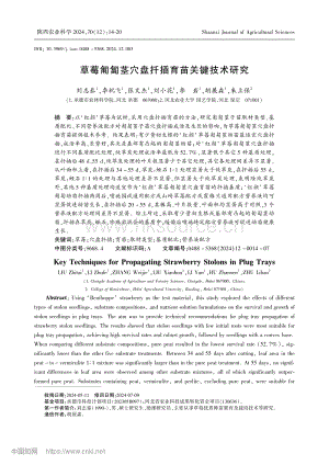 草莓匍匐莖穴盤扦插育苗關(guān)鍵技術(shù)研究.pdf
