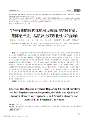 生物有機(jī)肥替代化肥對(duì)設(shè)施栽培結(jié)球甘藍(lán)、花椰菜產(chǎn)量、品質(zhì)及土壤理化性狀的影響.pdf